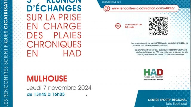 3è réunion d’échanges sur la prise en charge des plaies chroniques en HAD (hospitalisation à domicile)